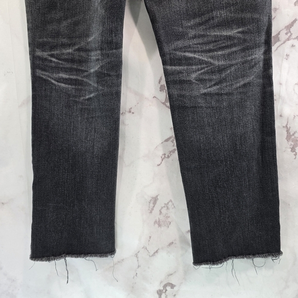 AG Adriano Goldschmied Jean Women 30 Black Gray Isabelle Button Exposed Frayed - Picture 8 of 13